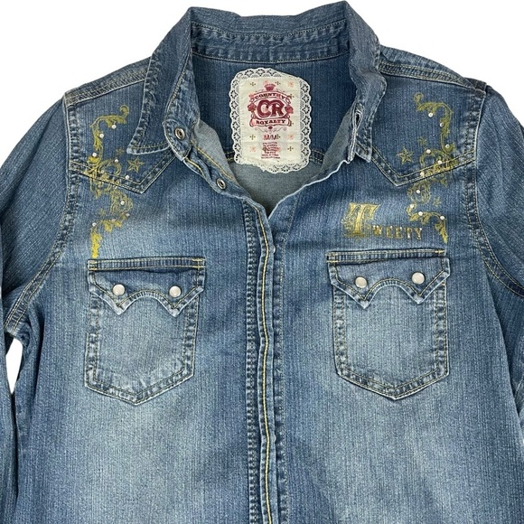 Country Royalty CR Tweety Country Chic Pearl Snap Button Up Denim Shirt - Picture 7 of 16